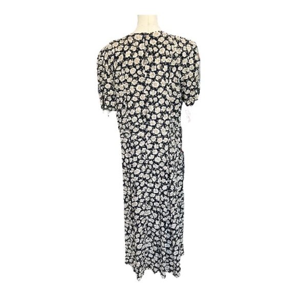๐ค๐ค EUC ALIX TAYLOR Black & White Floral Print Lace-Up Midi Dress | Sz 18 - Picture 5 of 9
